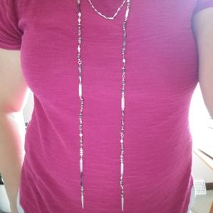 Long mixed metals necklace